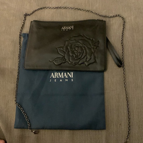 ARMANI Jeans Leather wristlet Black - Picture 1 of 3